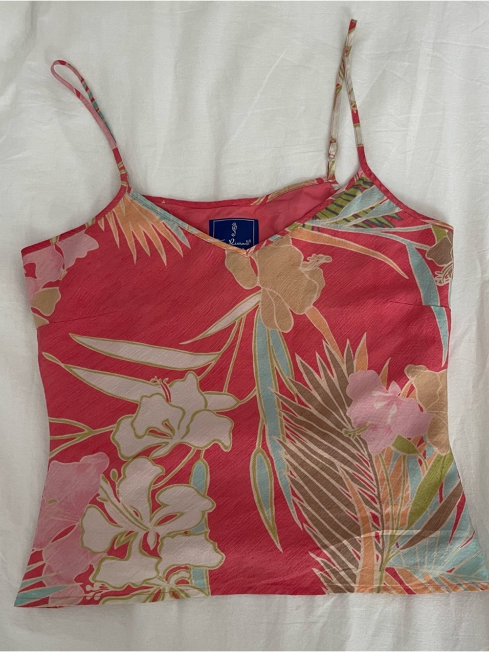 Vintage Tori Richard 100% Silk Tropical Print Camisole Top